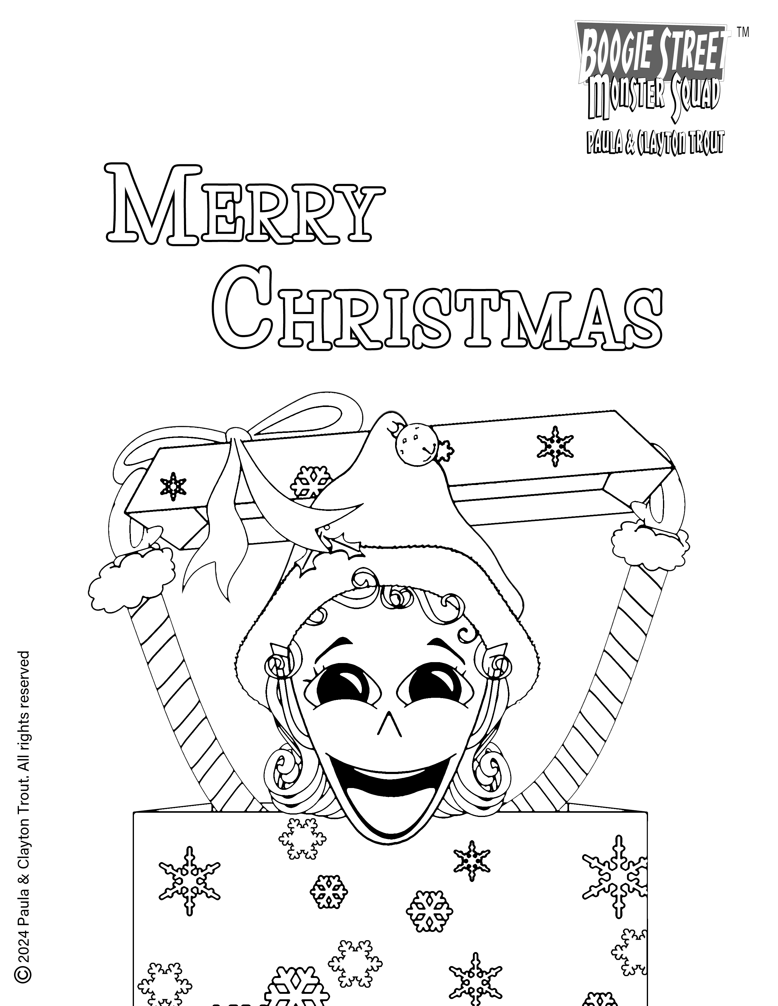 Christmas elf coloring sheet.